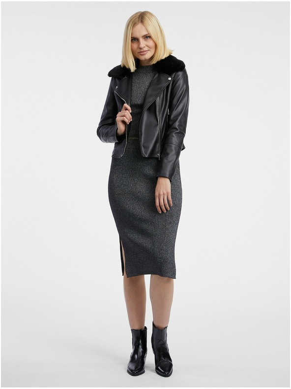 Orsay ORSAY fekete női műszőrme kabát