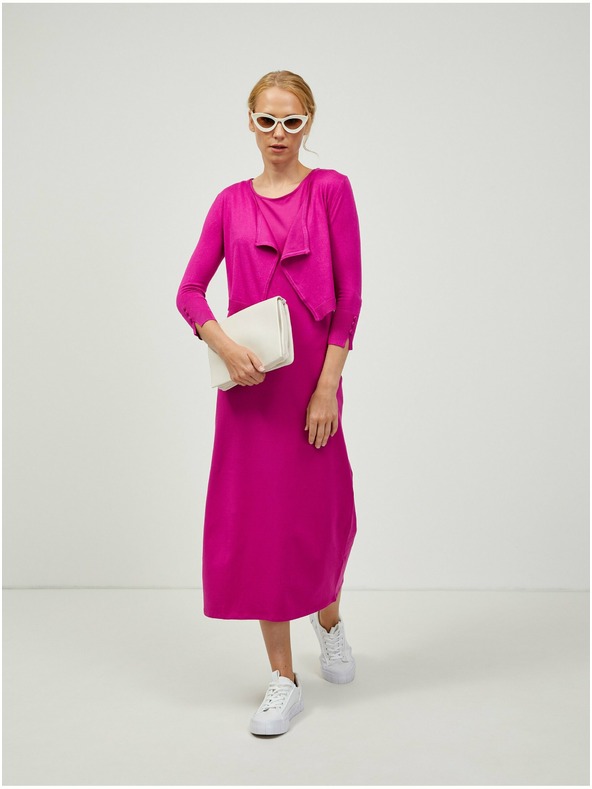 Orsay ORSAY sötétrózsaszín háromnegyedes ujjú rövid kardigán