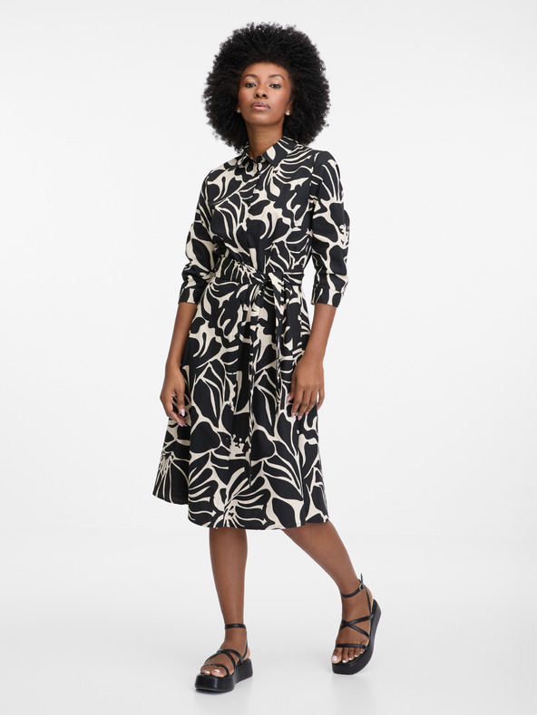 Orsay Fekete mintás női ing ruha ORSAY