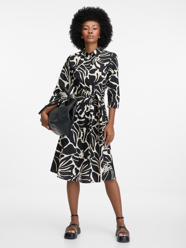 Orsay Fekete mintás női ing ruha ORSAY