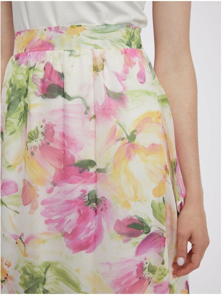 Orsay Rózsaszín-fehér virágmintás midi szoknya ORSAY