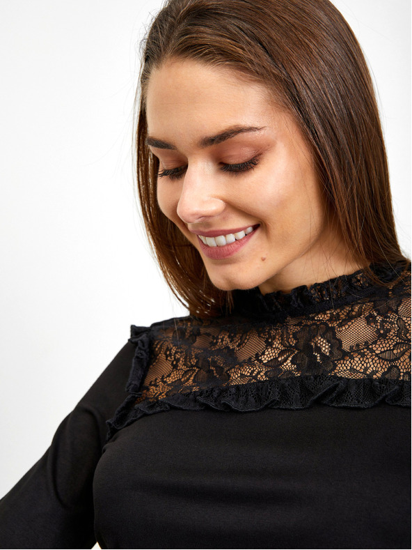 Orsay ORSAY fekete női póló csipkés részlettel