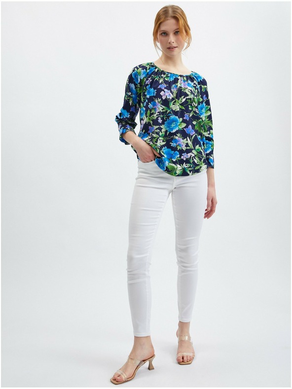 Orsay ORSAY sötétkék női blúz virágokkal