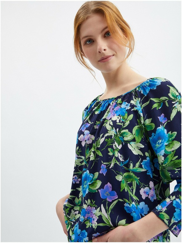 Orsay ORSAY sötétkék női blúz virágokkal