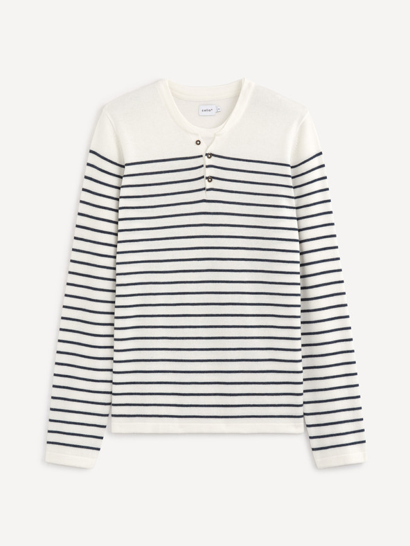 Celio Kék-fehér csíkos férfi pulóver Celio