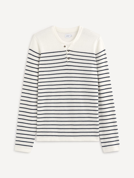 Celio Kék-fehér csíkos férfi pulóver Celio