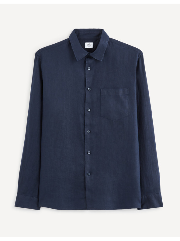 Celio Sötétkék férfi vászon ing Celio Baflax