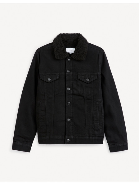 Celio Fekete férfi farmerdzseki szőrmebundával Celio Cudensherp