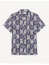Celio Fehér és kék férfi rövid ujjú, mintás ing Celio Gakat