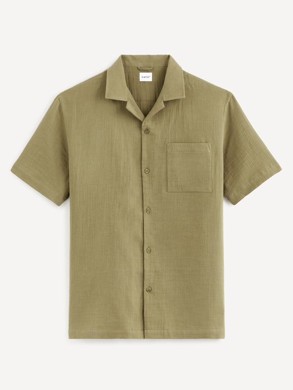 Celio Khaki színű férfi ing zsebbel Celio