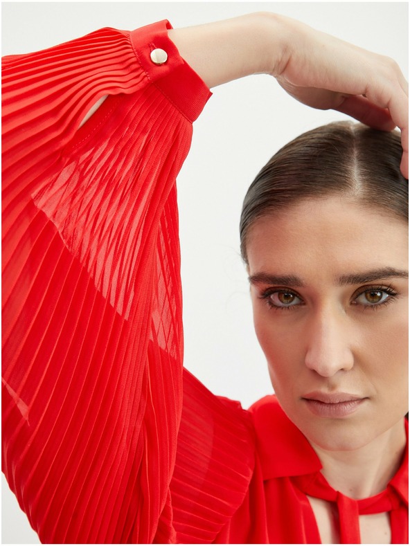 Orsay ORSAY piros plisszírozott női midiruha