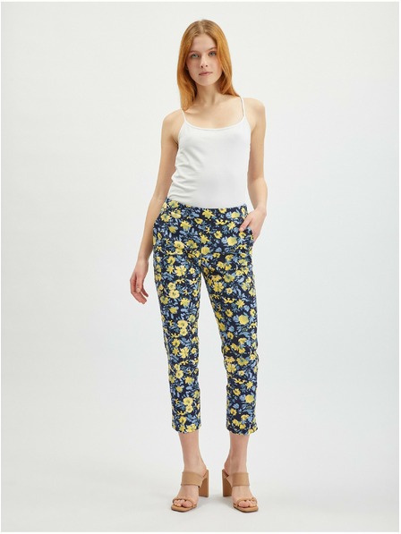 Orsay ORSAY sárga-kék virágmintás rövidített női nadrág