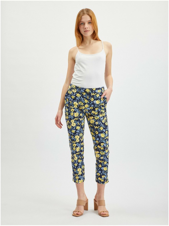 Orsay ORSAY sárga-kék virágmintás rövidített női nadrág