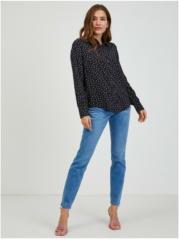 Orsay Fekete ORSAY pöttyös blúz