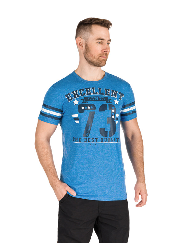 Sam 73 Kék férfi nyomtatott póló SAM 73