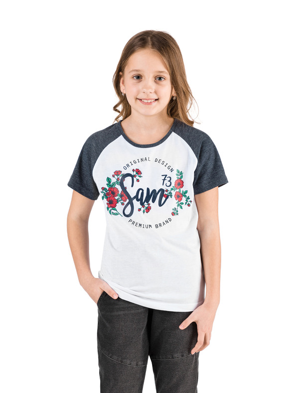 Sam 73 Kék és fehér mintás lány póló SAM 73