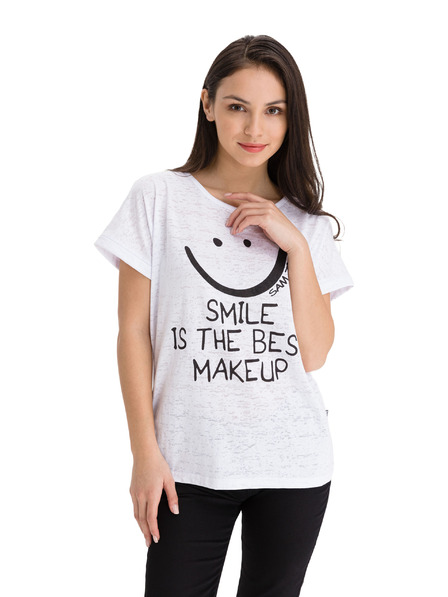 Sam 73 Fehér női nyomtatott póló SAM 73