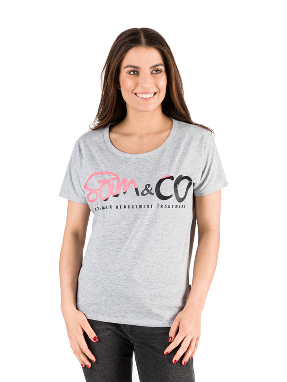 Sam 73 Szürke női póló SAM 73 nyomtatással