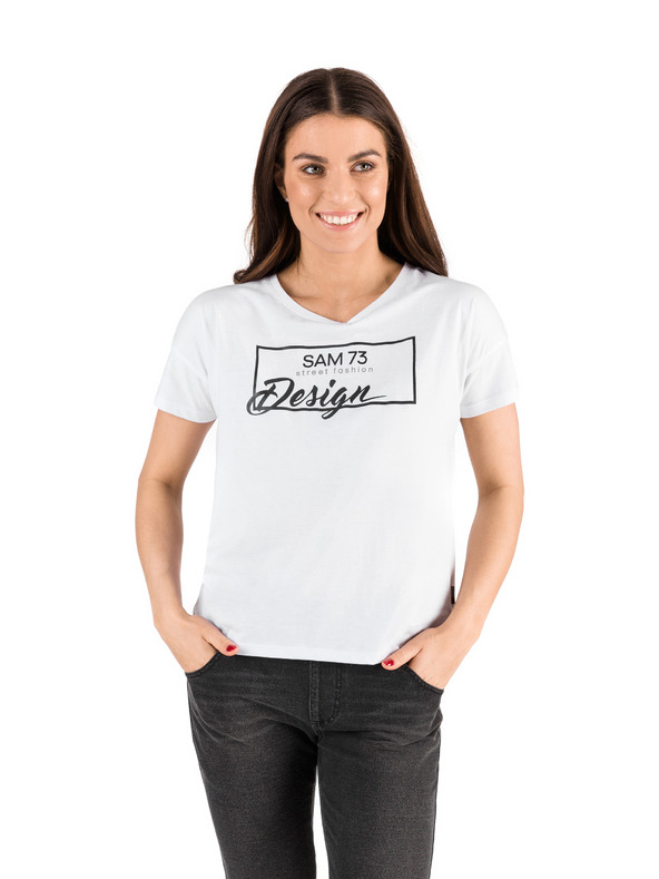 Sam 73 Fehér női nyomtatott póló SAM 73