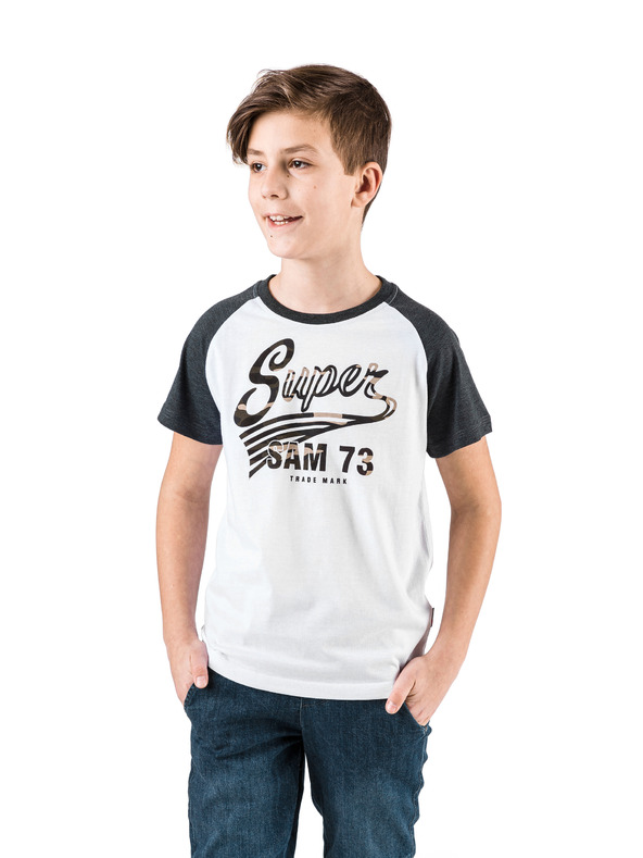 Sam 73 Fekete-fehér fiú póló SAM 73 nyomtatással