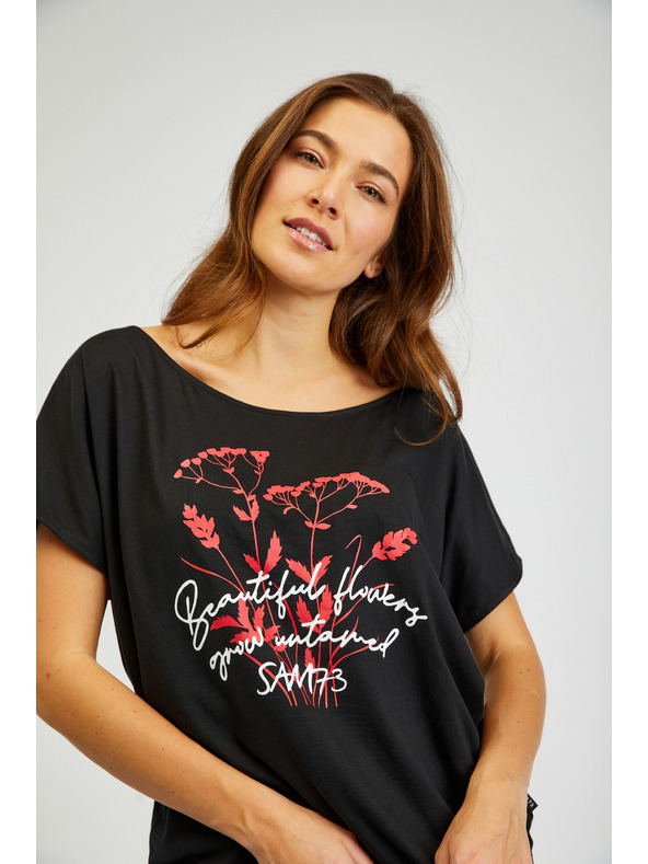 Sam 73 Fekete női nyomtatott póló SAM73 Circinus