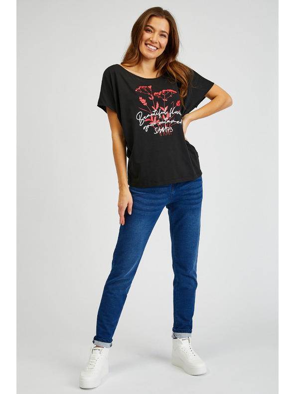 Sam 73 Fekete női nyomtatott póló SAM73 Circinus