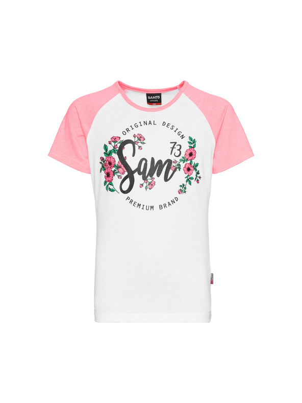 Sam 73 Rózsaszín és fehér mintás lány póló SAM 73