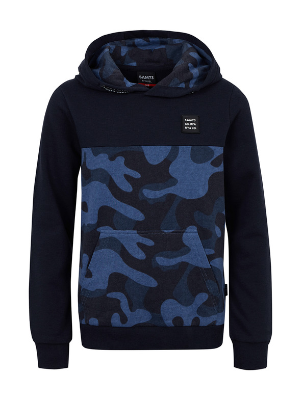 Sam 73 Sötétkék fiú mintás kapucnis pulóver SAM 73 Danny