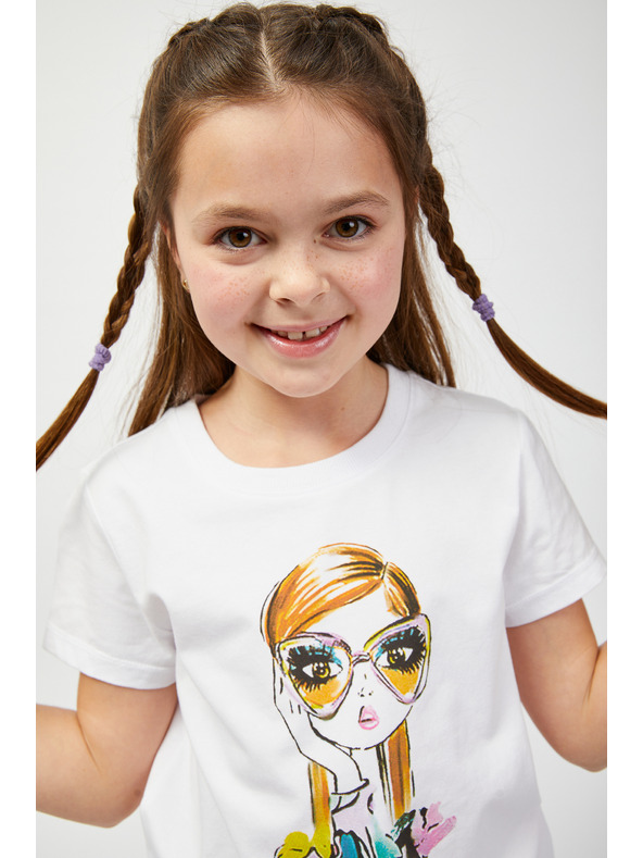 Sam 73 Fehér női nyomtatott póló SAM73 Mora