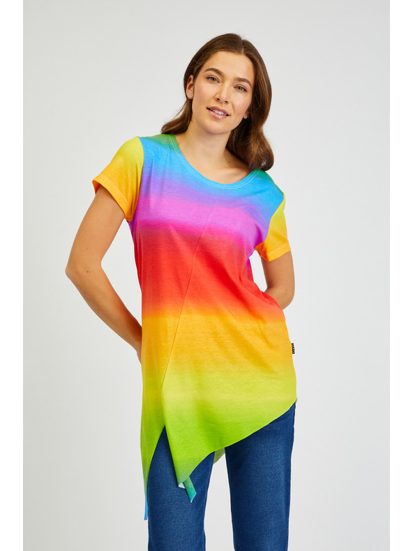 Sam 73 SAM73 Libra narancssárga és sárga női aszimmetrikus póló