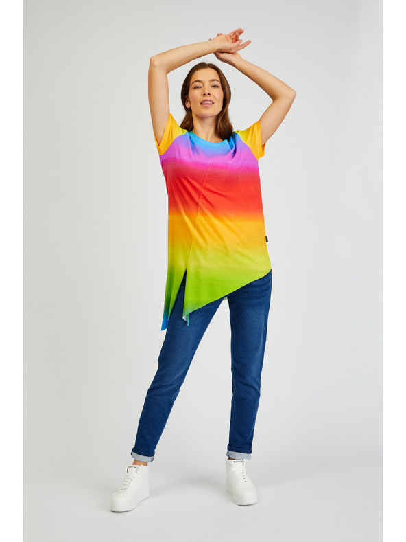 Sam 73 SAM73 Libra narancssárga és sárga női aszimmetrikus póló