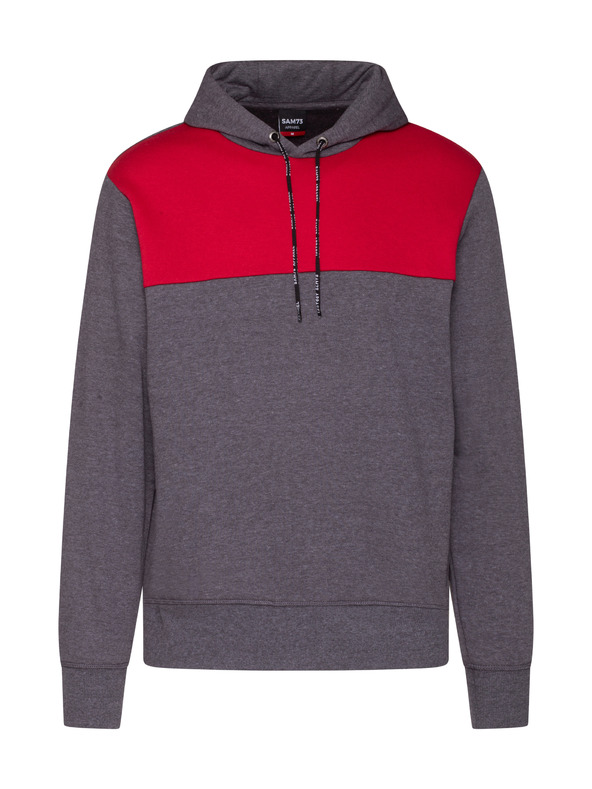 Sam 73 Piros és szürke férfi kapucnis pulóver SAM 73 August