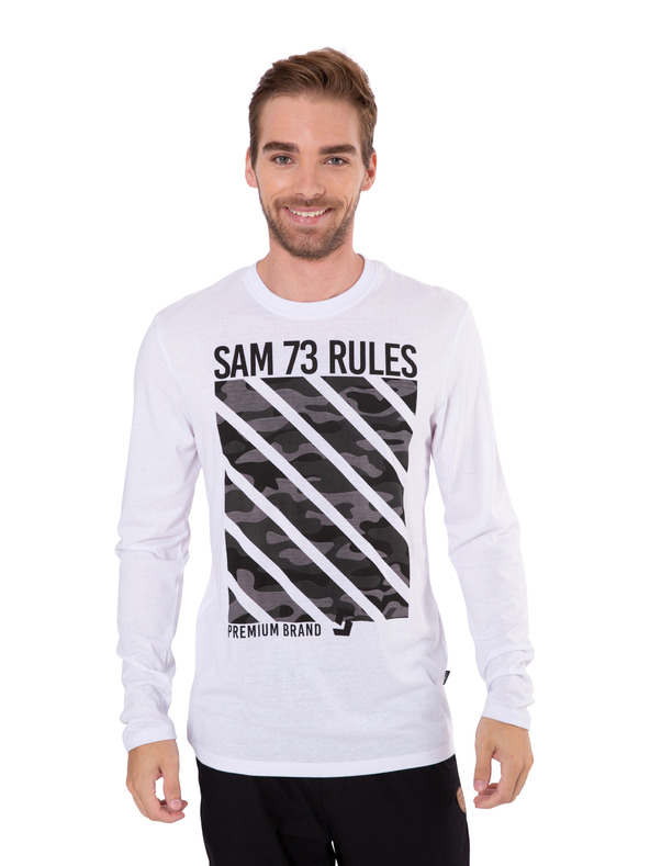 Sam 73 Fehér férfi nyomtatott póló SAM 73