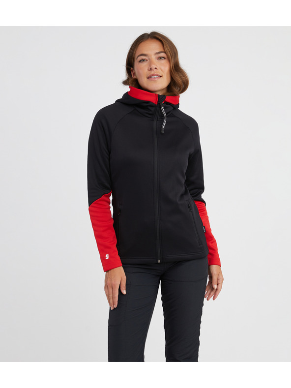 Sam 73 Piros-fekete női kapucnis, cipzáras pulóver SAM 73 Marta