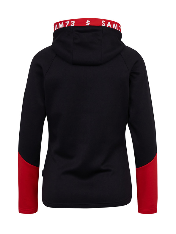 Sam 73 Piros-fekete női kapucnis, cipzáras pulóver SAM 73 Marta