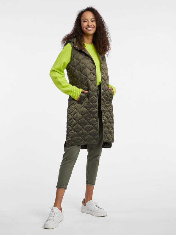 Orsay ORSAY khaki színű női hosszú steppelt mellény