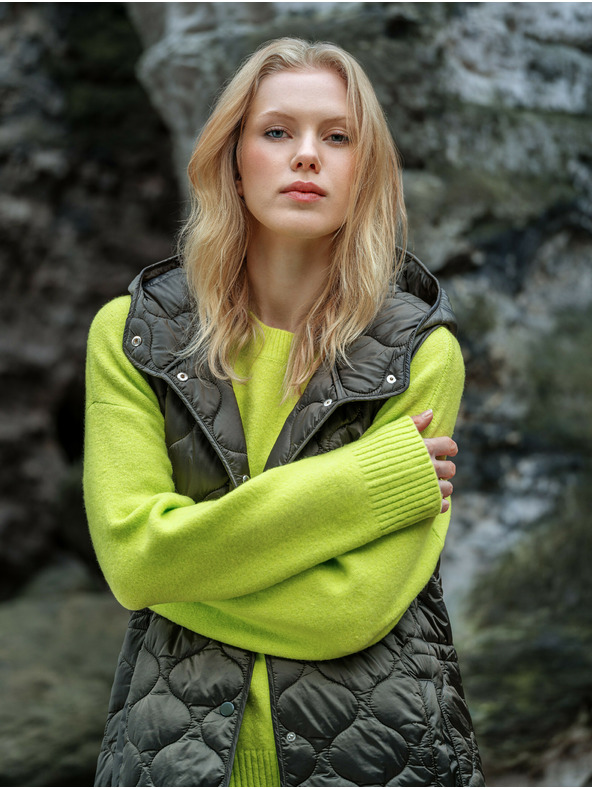 Orsay ORSAY khaki színű női hosszú steppelt mellény