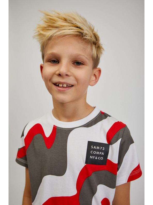 Sam 73 Szürke és piros fiú mintás póló SAM 73 Oscar