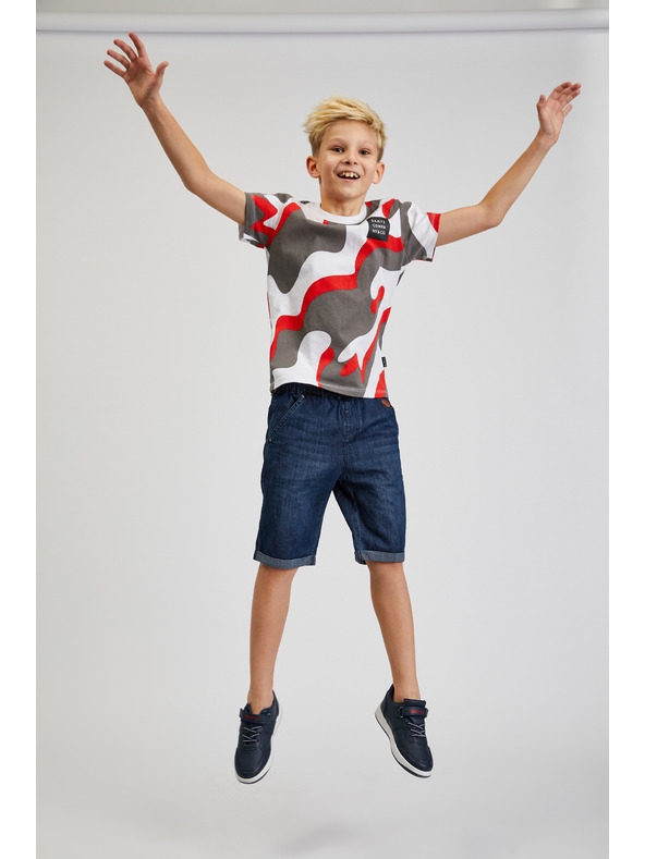 Sam 73 Szürke és piros fiú mintás póló SAM 73 Oscar