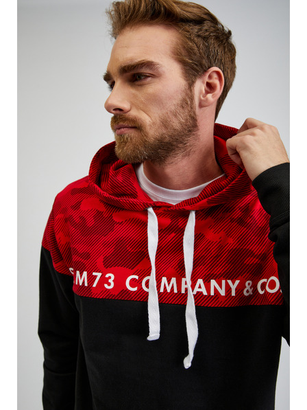 Sam 73 Piros-fekete férfi kapucnis pulóver SAM73 Aquamarine