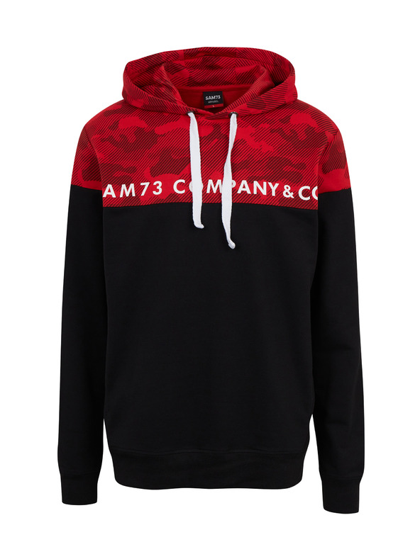 Sam 73 Piros-fekete férfi kapucnis pulóver SAM73 Aquamarine