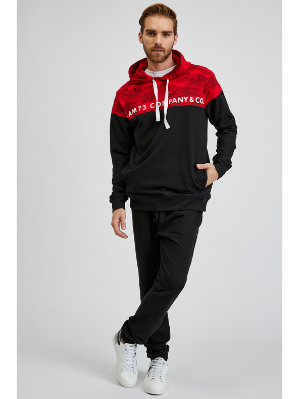 Sam 73 Piros-fekete férfi kapucnis pulóver SAM73 Aquamarine