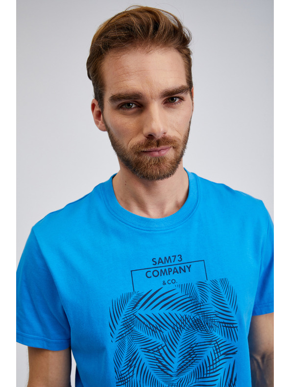 Sam 73 Kék férfi pamut póló SAM73 Almandit nyomtatással