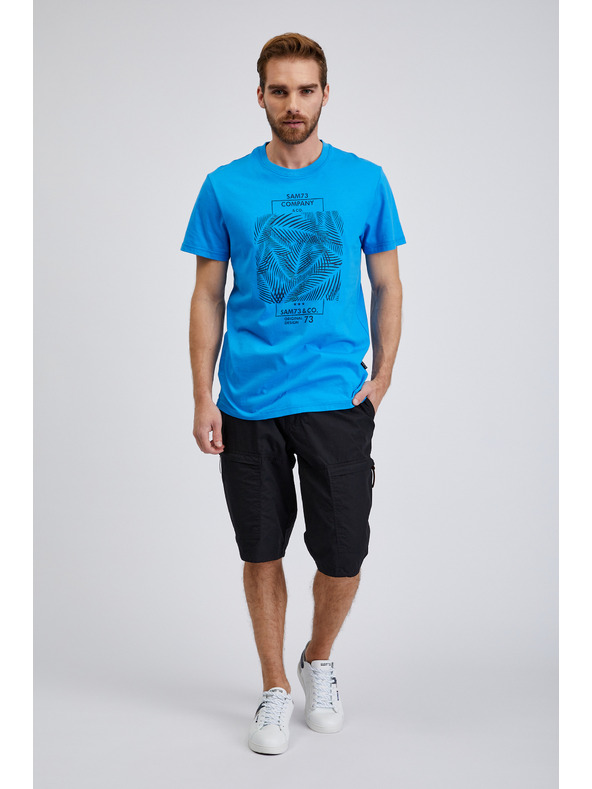 Sam 73 Kék férfi pamut póló SAM73 Almandit nyomtatással