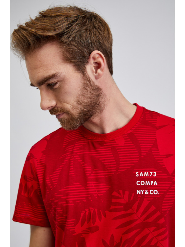 Sam 73 Piros férfi SAM73 Sculptor mintás férfi póló