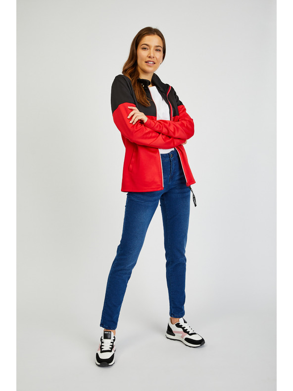 Sam 73 Fekete és piros női cipzáras pulóver SAM73 Octans