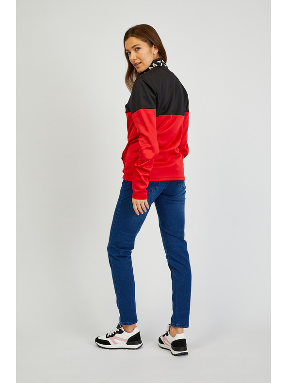 Sam 73 Fekete és piros női cipzáras pulóver SAM73 Octans