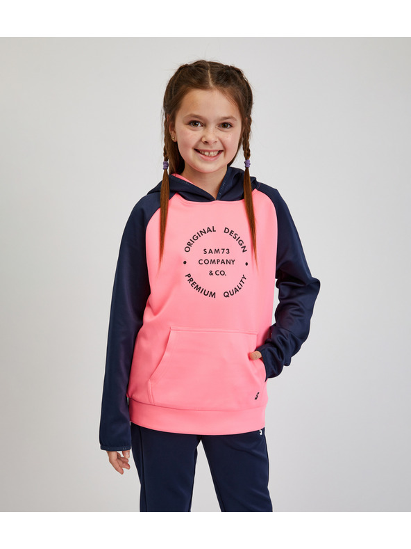 Sam 73 Kék és rózsaszín lány kapucnis pulóver SAM73 Draco