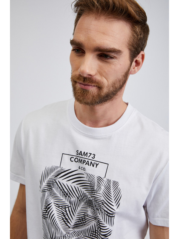 Sam 73 Fehér Férfi pamut nyomtatott ing SAM73 Almandit