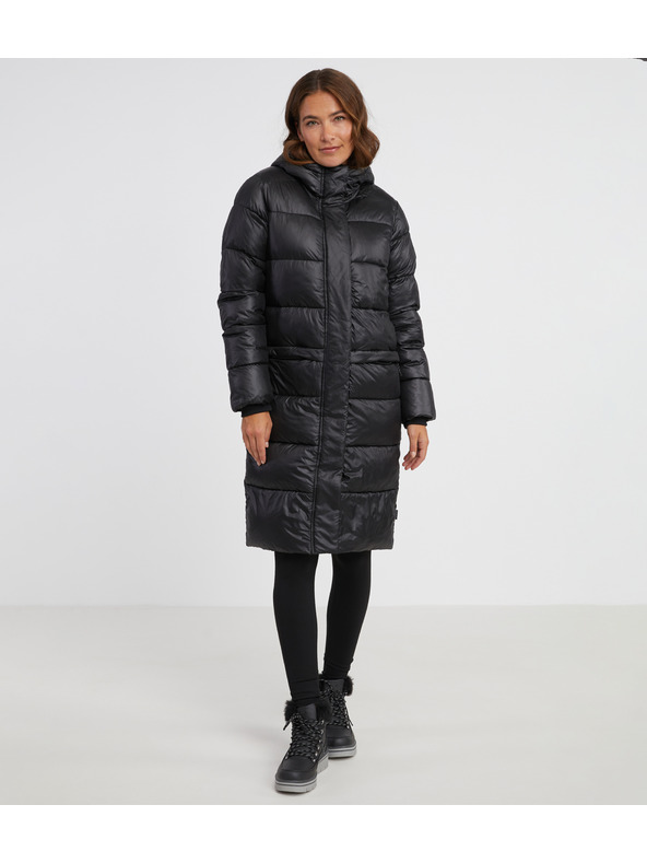 Sam 73 Fekete női téli, túlméretezett steppelt kabát SAM 73